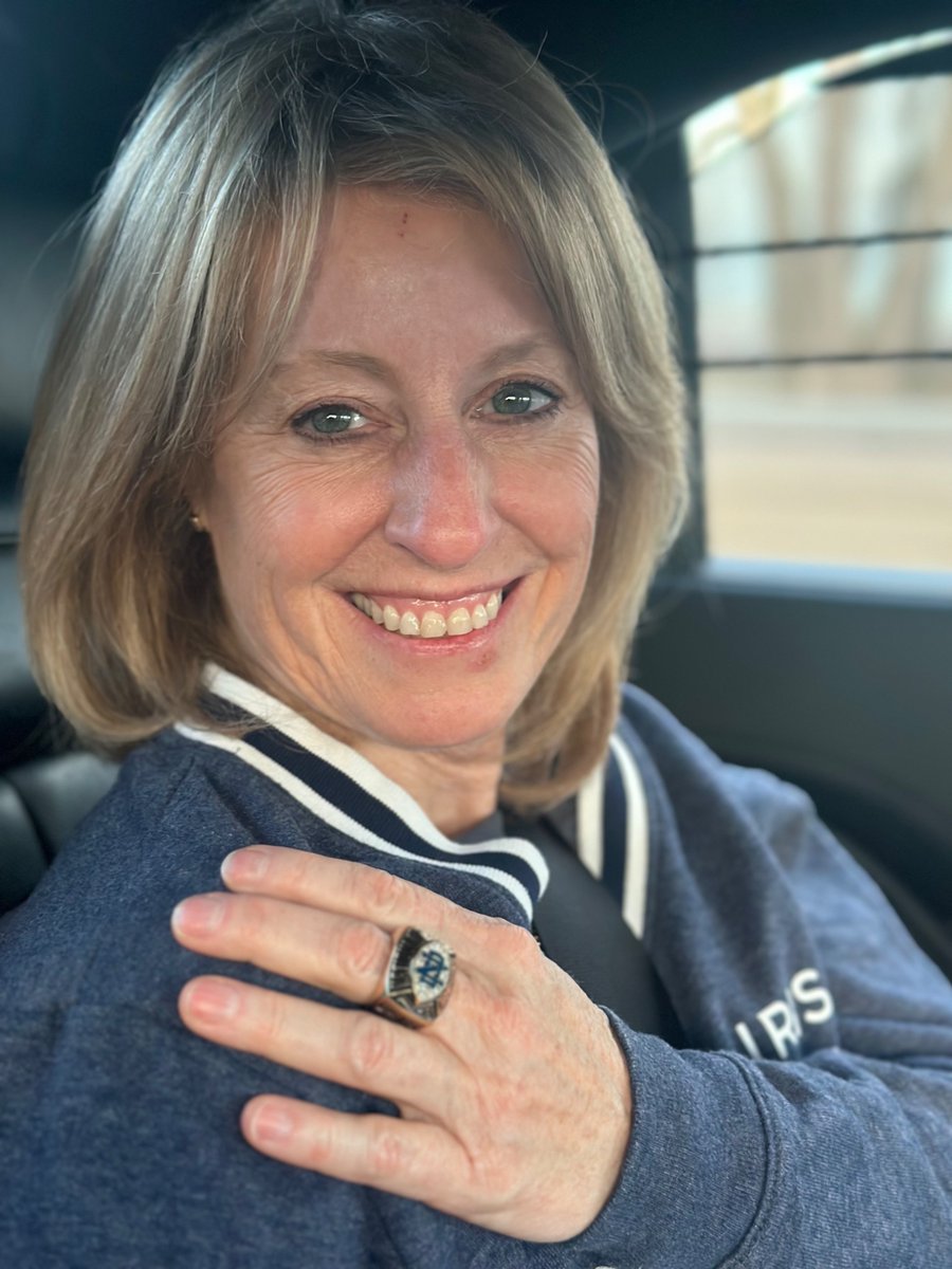katherinegehl's tweet photo. Headed to ND v Indiana playoff game with my college roommate--wearing her National Championship Ring from 1988 (the last time we won).  Go Irish! https://t.co/jdoCjbA6Ew