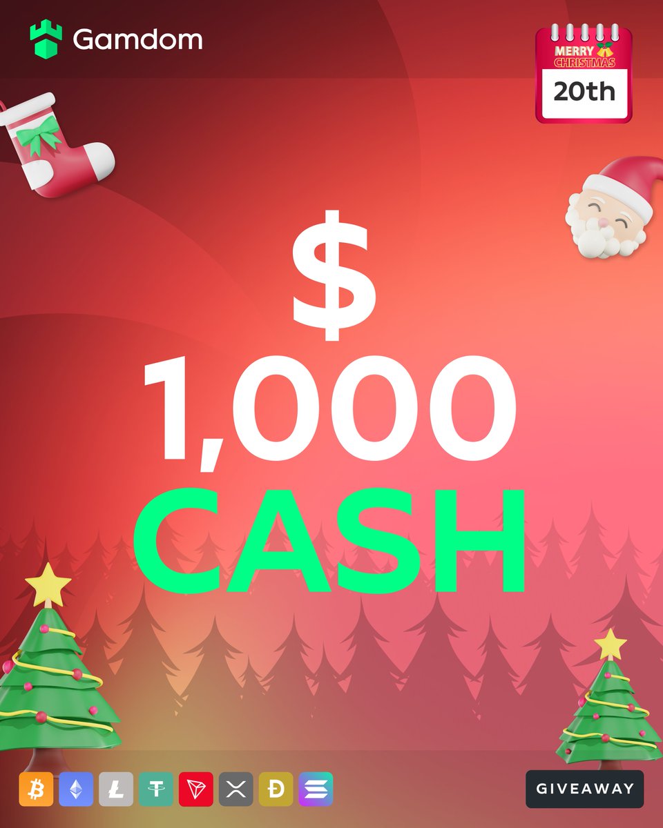 gamdom's tweet photo. Day 20 – Reveal 4: 💰 $1,000 Cash 

Ending the day with some magic cash! 🎄

🎅 100$ each for 10 winners. 

- 💚 + 🔄 + Tag a friend + Drop your userID

#GamdoMerryXmas https://t.co/dt6yp7jAuN
