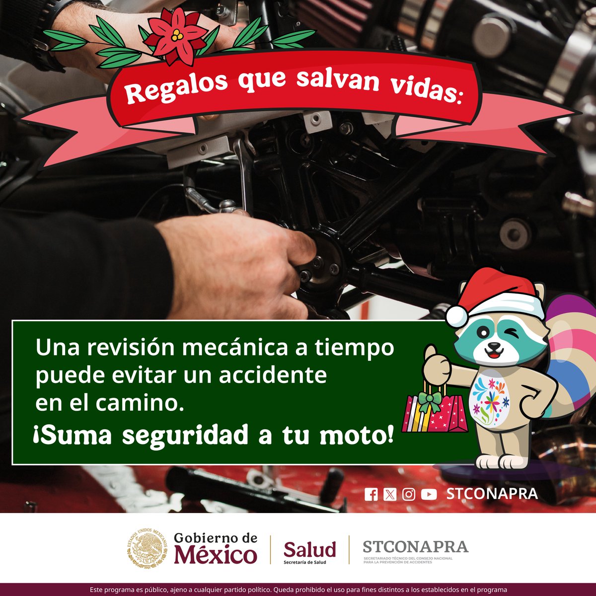 🛵🚦 En 2023, el 62.5% de las urgencias por #SiniestrosViales fueron de motociclistas.
Conduce con responsabilidad y respeta a quienes comparten las vías contigo. #PiensaLleguemosASALV0
🎄#RegalosQueSalvanVidas: #MotociclistaConsciente
📈bit.ly/4gjtR1j
