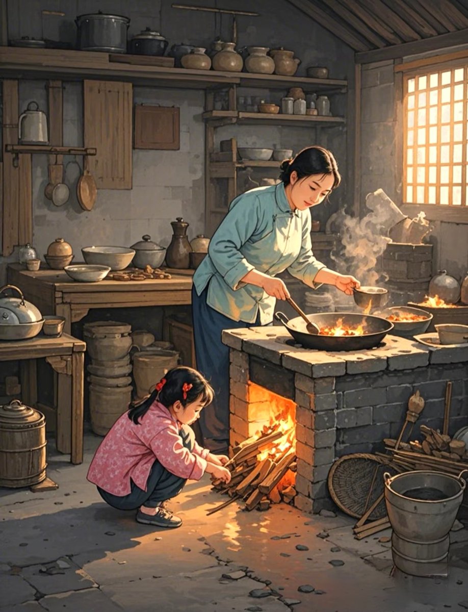 童年回忆：妈妈做饭，我来添柴 #怀旧 #China