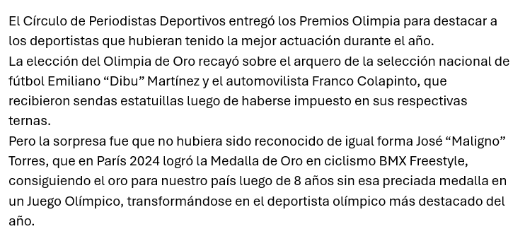 Premios Olimpia 2024.