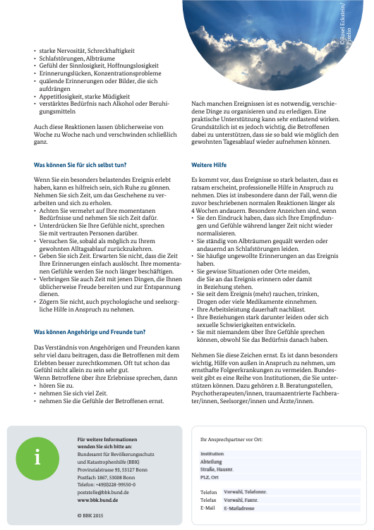 #Magdeburg: Für Betroffene oder Einsatzkräfte die sich aufgrund der Einsatzlage belastet fühlen. 
Schaut mal in diesen Flyer vom <a href="/BBK_Bund/">BBK</a> 
bbk.bund.de/SharedDocs/Dow…
Gibt es auch mehrsprachig 🇬🇧🇫🇷🇪🇸 etc.  bbk.bund.de/SiteGlobals/Fo…

Meine DMs sind offen, wenn jemand reden möchte.