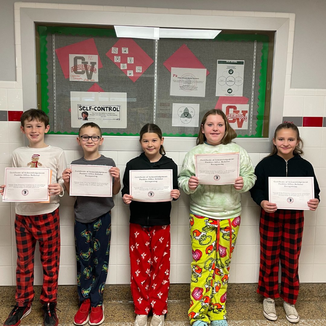 Wrapping up 2024 on a positive note! 🎉 Congrats to these Chenango Bridge Elementary students on earning the most recent "Positive Office Referral" recognitions for their outstanding actions! ✨We can’t wait to celebrate more of these recognitions in 2025!