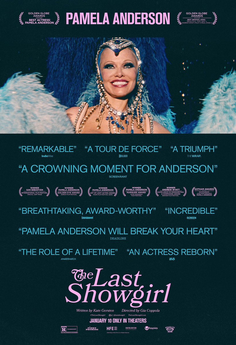 PosterUpdate's tweet image. “Um momento triunfante para Pamela Anderson”.

Novo pôster de 'The Last Showgirl ' de Gia Coppola, estrelado por Pamela Anderson, foi lançado.

Nos cinemas em janeiro de 2025.

#PamelaAnderson #ThelastShowgirl