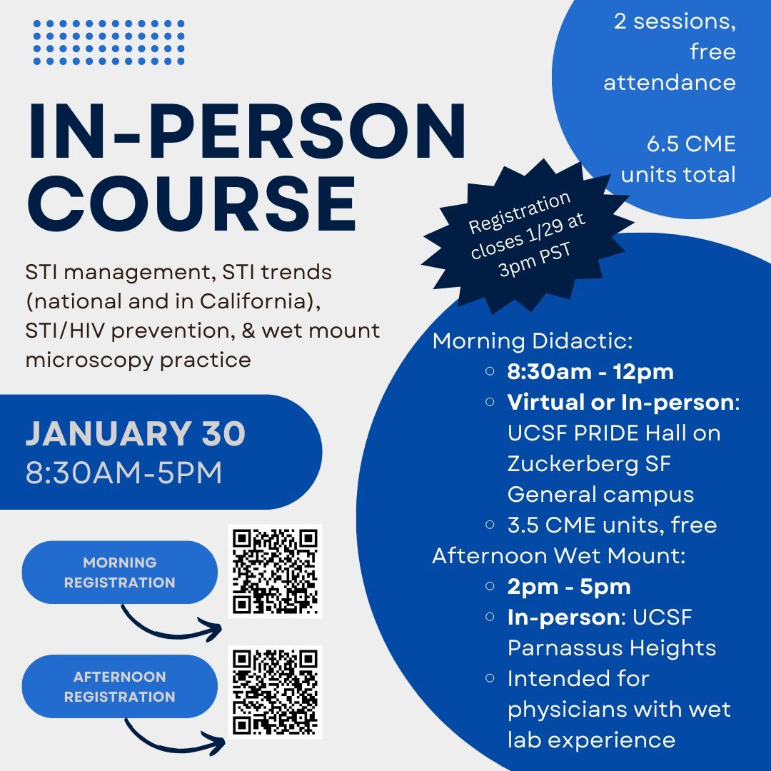 ✨ Register for our January 30th, 2025 In-Person Sexually Transmitted Infections (STI) Intensive Course. Spend half the day in a didactic and the other learning wet laboratory techniques for diagnosing various STIs!

Register here:
buff.ly/4gHDOWj 
buff.ly/4gHDOph