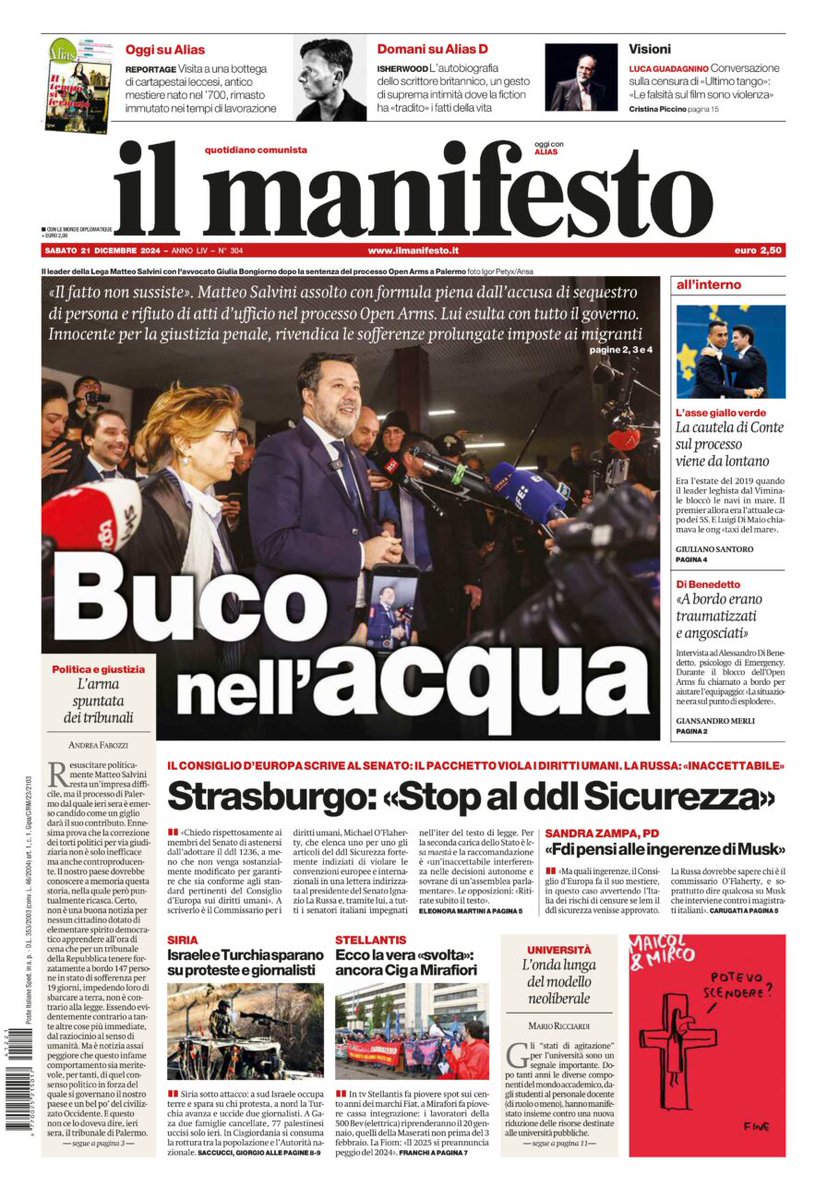 «Il fatto non sussiste». Matteo Salvini assolto con formula piena dall’accusa di sequestro di persona e rifiuto di atti d’ufficio nel processo Open Arms. Lui esulta con tutto il governo. Innocente per la giustizia penale, rivendica le sofferenze prolungate imposte ai migranti