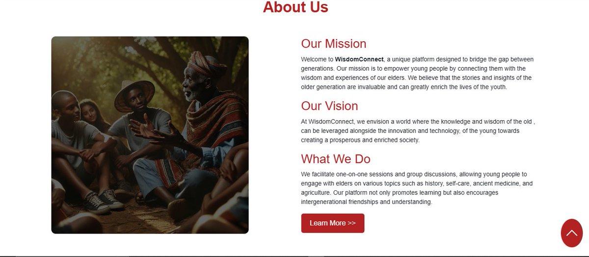 Emmanuel_3337's tweet photo. ๐ Introducing WisdomConnect โ a platform that connects youth with elders to share valuable knowledge on topics like history, self-care, and more!
๐ Solving the problem of generational gaps by making learning easy and interactive.
#WisdomConnect #ElderWisdom #Innovation https://t.co/SFnQaaDNQ8
