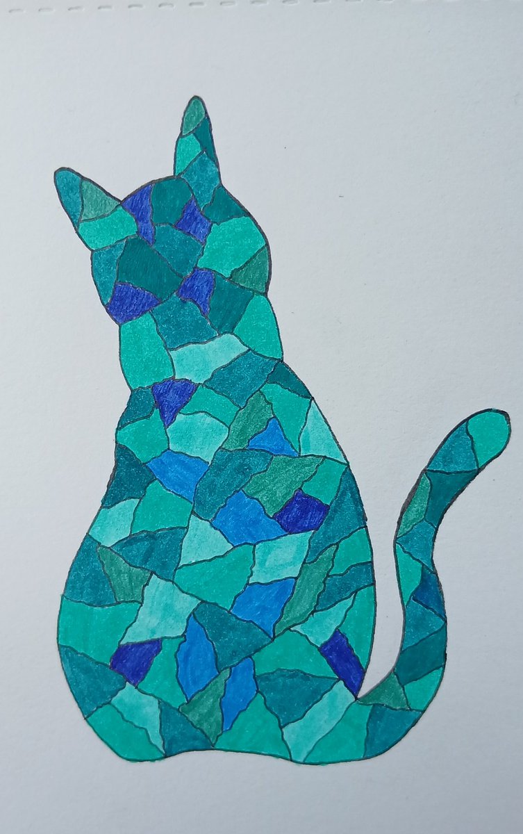#art update:
Here's a mosaic/stained glass #cat I did with all my new pens from <a href="/JetPens/">JetPens</a>!!
I definitely DON'T have a pen problem!
#drawing