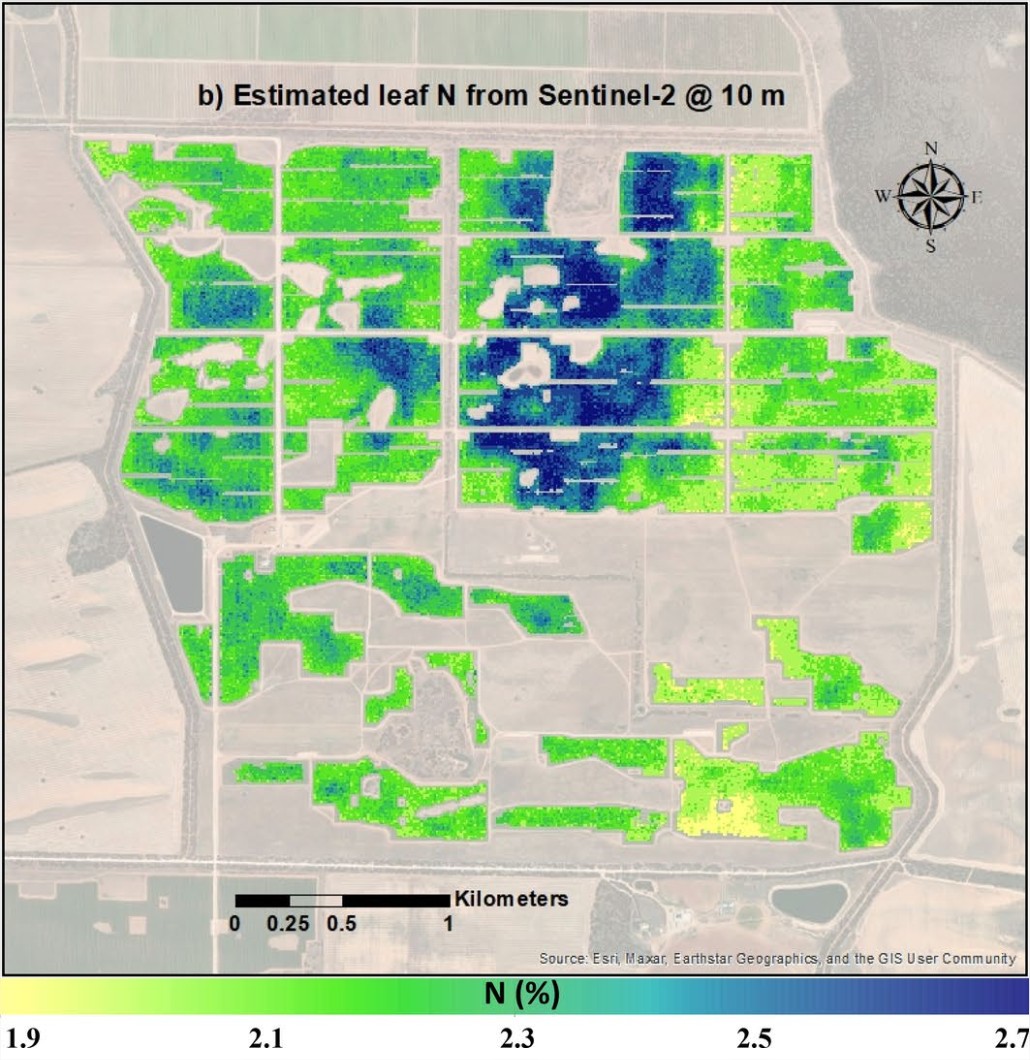 Pablo J. Zarco-Tejada (@zarcotejada) on Twitter photo Latest research by Anne Wang <a href="/happy99yueyue/">Anne Wang 🌱</a> assessed plant traits from Sentinel-2 to characterize leaf nitrogen variability in almond orchards. Airborne hyperspectral imagery as a benchmark demonstrated that almond nutrient levels could be mapped. doi.org/10.1007/s11119… Latest research by Anne Wang <a href="/happy99yueyue/">Anne Wang 🌱</a> assessed plant traits from Sentinel-2 to characterize leaf nitrogen variability in almond orchards. Airborne hyperspectral imagery as a benchmark demonstrated that almond nutrient levels could be mapped. doi.org/10.1007/s11119…