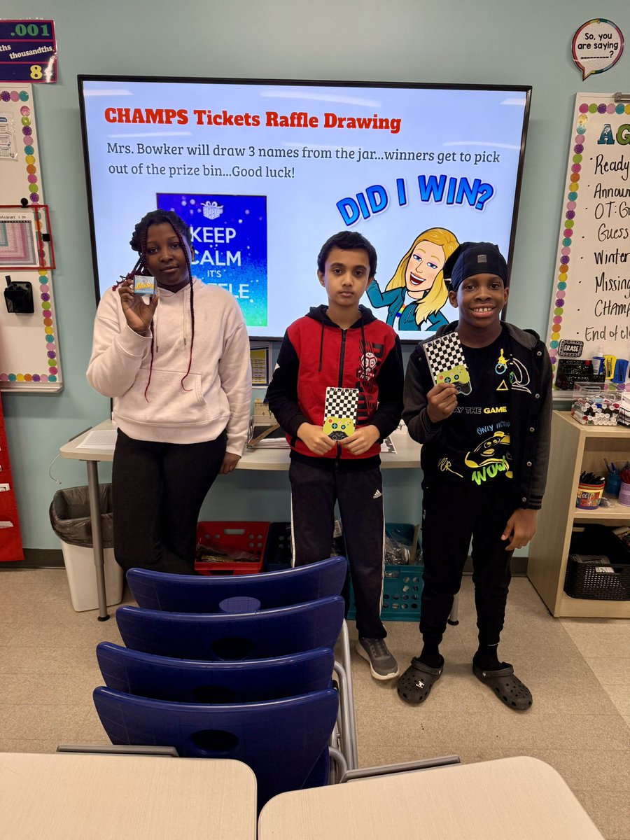 KaitlinBowker's tweet image. CHAMPS ticket raffle winners in #6thgrademath today. 👏👏👏 @LincJrHi