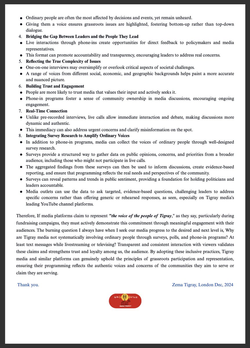 📣Media that genuinely represents the people must amplify diverse and grassroots voices. 
☎️Phone-in programs, surveys,and live engagement are powerful tools to connect, empower,and reflect real community concerns. Time to visit the audience engagement avenue as soon as possible.