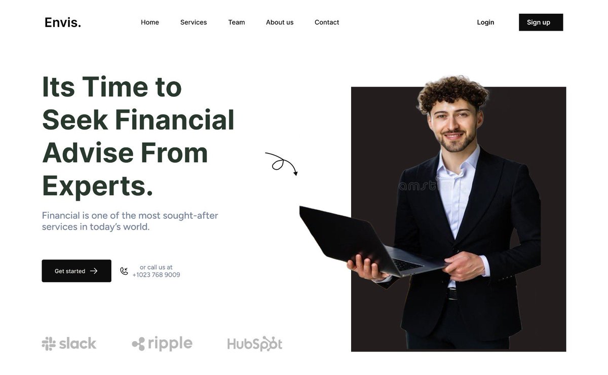 Day 25 of my 30-day consistency challenge! 🎉 Today, I created a landing page for Envis, a company that offers financial advice services. They emphasize the importance of expert guidance in managing finances. 💰 #LandingPage #WebsiteDesign #uiuxdesign