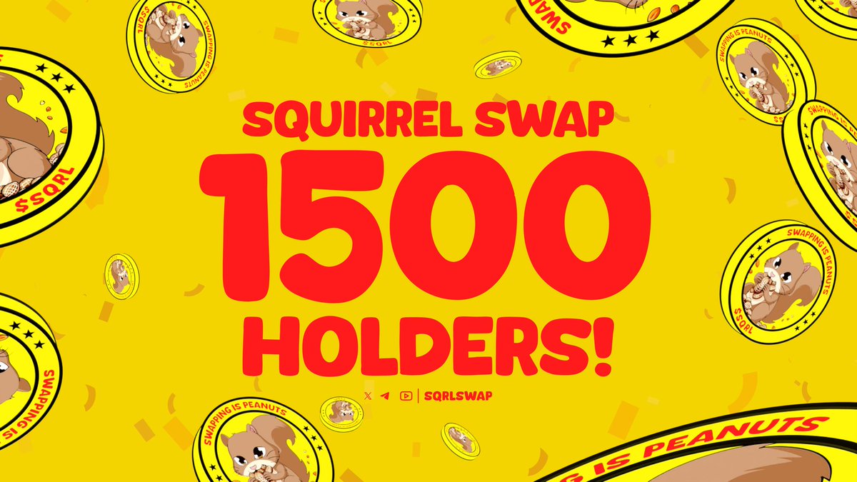 sqrlswap's tweet photo. 📌 Guess what!!! 📌

We are proud to announce that $SQRL  Gained way over 1500 holders. 

This is just the beginning in our  roadmap and we want to thank the community for joining our journey and get the word out into the cryptospace about the squirrelswap. 

On to next 1500!🚀