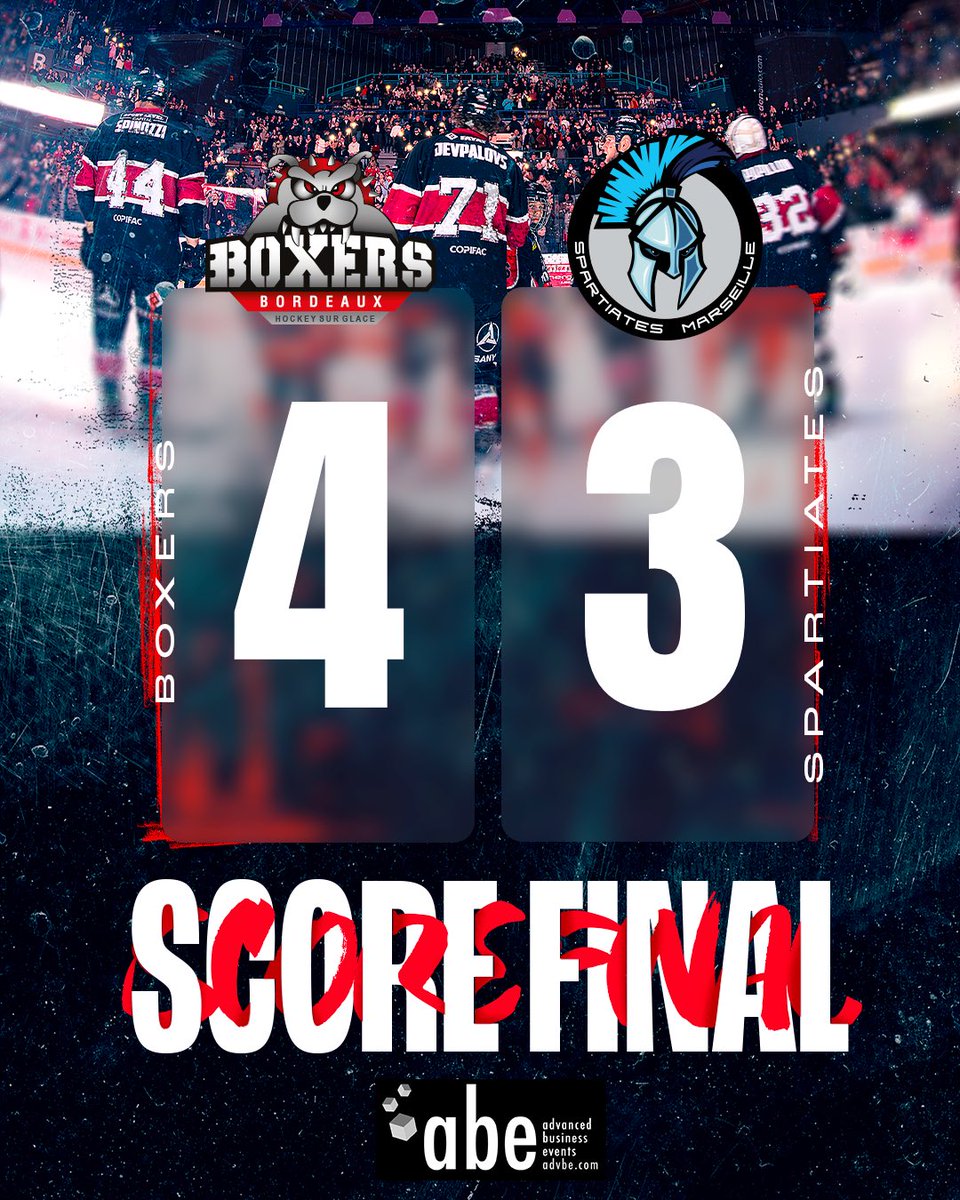 BoxersBordeaux's tweet photo. Nos boyz ont livré une bataille acharnée et arraché une victoire spectaculaire face aux Spartiates de Marseille ! 🏒💥 Score final : 4-3 en tir aux buts 

#letsgoboxers #sortonslescrocs https://t.co/4UOI7uOzMU