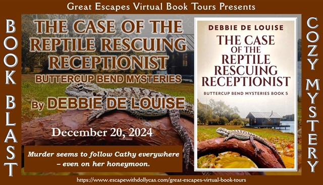 Deblibrarian's tweet image. My latest cozy mystery, The Case of the Reptile Rescuing Receptionist (amazon.com/dp/B0DNKR68Q2), is featured as a #bookblast hosted by Great Escapes Virtual Book Tours and 12 other #blogs. Follow the tour for a chance to win the gift card #Giveaway. escapewithdollycas.com/2024/12/20/boo…