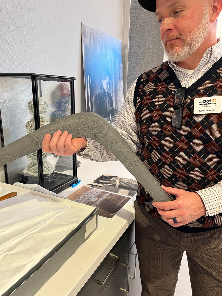 DotExperience's tweet image. Last week, we had a great time showing the @APHfortheBlind directors some of the work being done to prepare for our exhibits! This showcase included an opportunity to get hands-on with prototypes of an incense burner and a boomerang that both belonged to Helen Keller.
