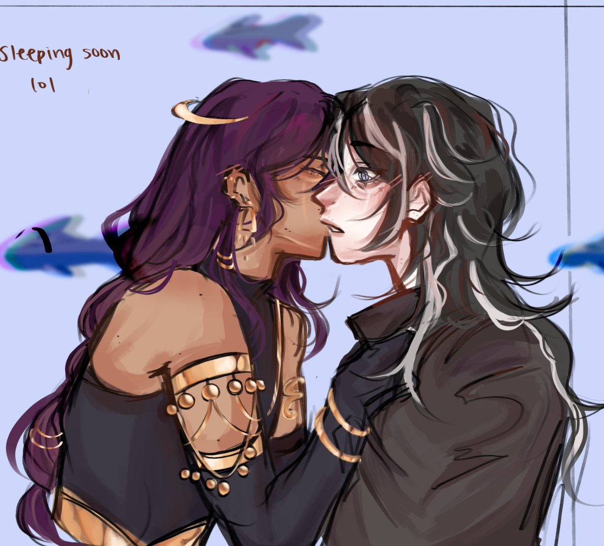 akimirarin's tweet image. Posting this wip cus I remembered I have free will and can draw my ocs kissing whenever I want