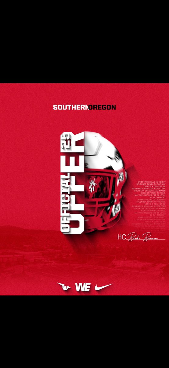 After a great visit I am blessed to receive an offer from SOU <a href="/Coach_T_Souza/">Coach-Tim Souza</a> @CoachSam_WR_SOU @Currie_SOU_OC @COACHMO_SOU <a href="/Coach_Snelling/">Coach Snelling</a> <a href="/Coach_Hays2/">Jon Hays</a> <a href="/SOU_CoachBBrown/">Berk Brown</a>