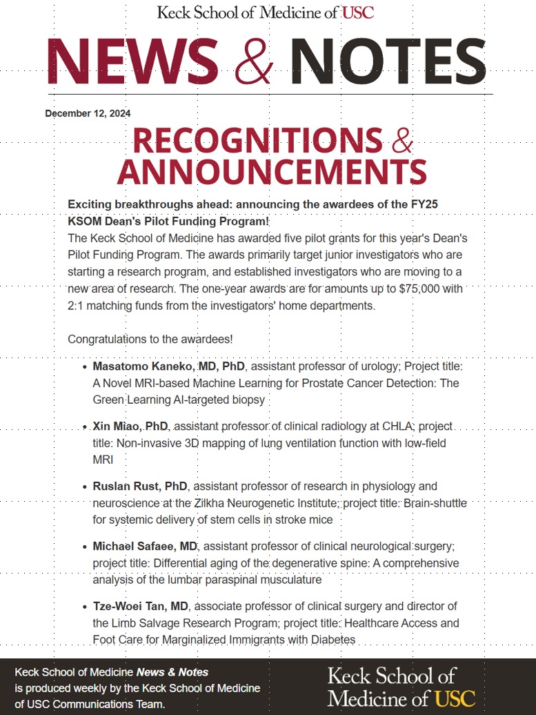 Masatomo Kaneko (@kanekomasatomo) on Twitter photo Honored to receive the Dean's Grant! Co-led with Profs. Abreu and Kuo, we will prospectively demonstrate the performance of our sustainable and transparent 'Green Learning AI' for prostate cancer detection. Grateful to the Dean and our research team!
<a href="/ALDCAbreu/">Dr Andre Abreu</a>
<a href="/USC_Urology/">USC Urology</a> Honored to receive the Dean's Grant! Co-led with Profs. Abreu and Kuo, we will prospectively demonstrate the performance of our sustainable and transparent 'Green Learning AI' for prostate cancer detection. Grateful to the Dean and our research team!
<a href="/ALDCAbreu/">Dr Andre Abreu</a>
<a href="/USC_Urology/">USC Urology</a>