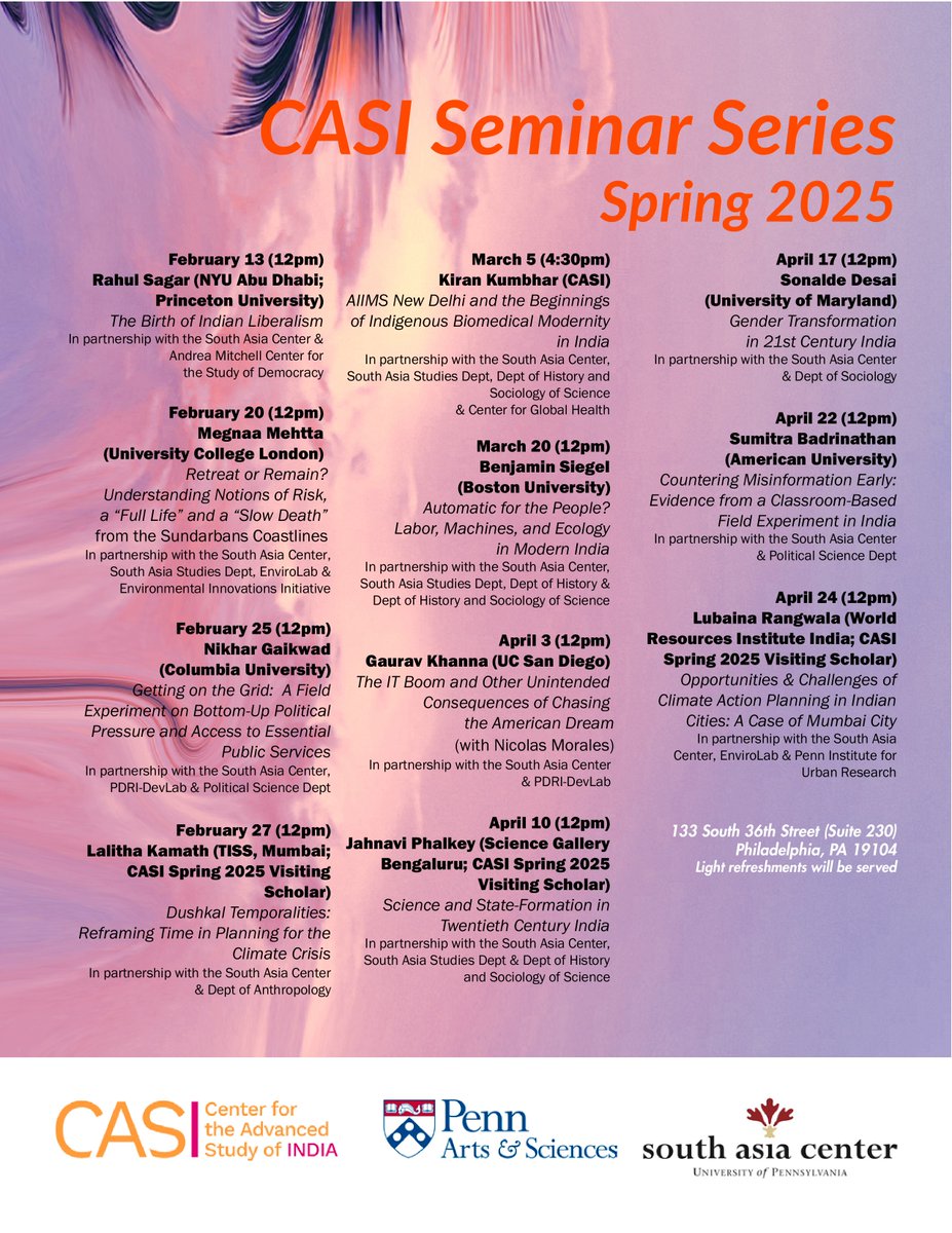 Announcing CASI's Spring 2025 Seminar Series! 
Read more: casi.sas.upenn.edu/events