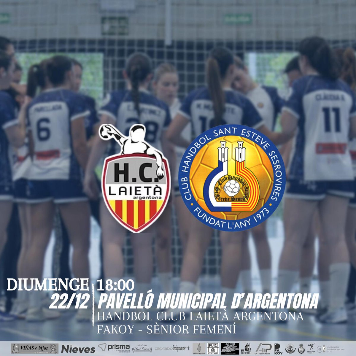 chses1973's tweet photo. LLIGA CATALANA ARGENT 💙🤍
13ª Jornada
⚔️ HC Laietà Argentina - Fakoy CHSES
📍Pavelló Municipal d'Argentona
🗓️ Diumenge 22 de desembre
🕢 18:00
#santestevesesrovires #chses #femclub #orgullCHSES #handbol #sanesarena https://t.co/b1ulZ1Mbns