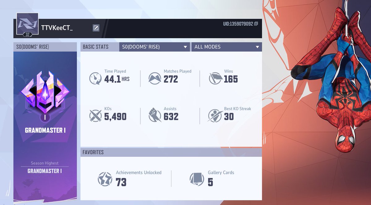 KeeCT_'s tweet photo. Top 500 globally in Marvel Rivals solo q https://t.co/WOosMGKyvM