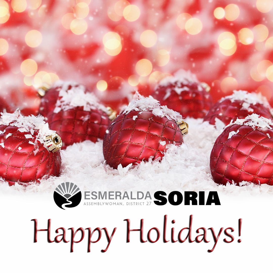 AsmSoria's tweet photo. Here’s to a season of celebration, reflection, and looking ahead. CA's strength lies in our diversity and shared commitment to a brighter future. Let’s continue to support one another as we welcome a hopeful new year.  I'm honored to represent #AD27! #happyholidays2024 #teamsoria https://t.co/LKyVvn18M3