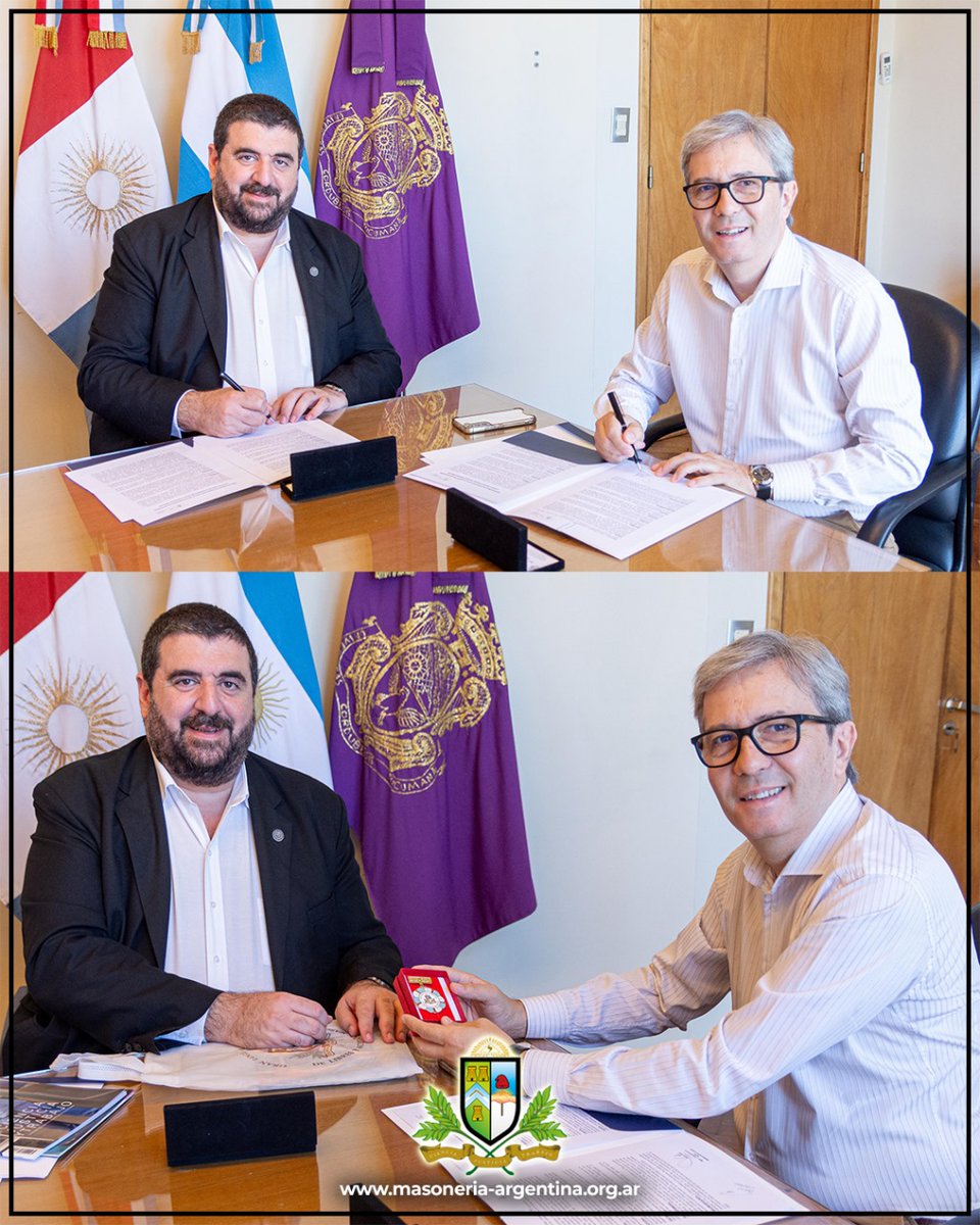 Gran Logia Argentina (@granlogiaarg) on Twitter photo ¡Seguimos afianzando lazos!
Tras una reunión encabezada por el Gran Maestre, <a href="/PabloALazaro/">Pablo Lázaro</a>, con el rector de la Universidad Nacional de Córdoba, Jhon Boretto, firmamos un convenio marco que es el puntapié inicial para comenzar a dictar en esa casa de alto estudios (+) ¡Seguimos afianzando lazos!
Tras una reunión encabezada por el Gran Maestre, <a href="/PabloALazaro/">Pablo Lázaro</a>, con el rector de la Universidad Nacional de Córdoba, Jhon Boretto, firmamos un convenio marco que es el puntapié inicial para comenzar a dictar en esa casa de alto estudios (+)