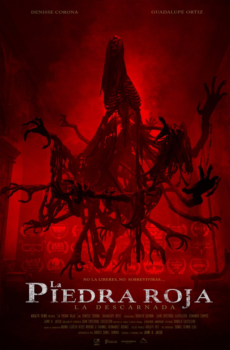 As the year ends, La Piedra Roja celebrates an incredible festival run with awards like Best VFX, Best Cinematography, Best Original Score among others. 🎬✨

Check out our new poster featuring The Fleshless (La Descarnada) and our growing collection of festival laurels. 🏆👹