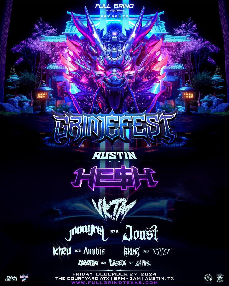GRiMEFEST RETURNS TO AUSTIN ON FRIDAY DECEMBER 27TH WITH A STACKED LINEUP!! 🔥 COP YOUR TICKETS &amp; JOIN US FOR A LEGENDARY NIGHT 😈