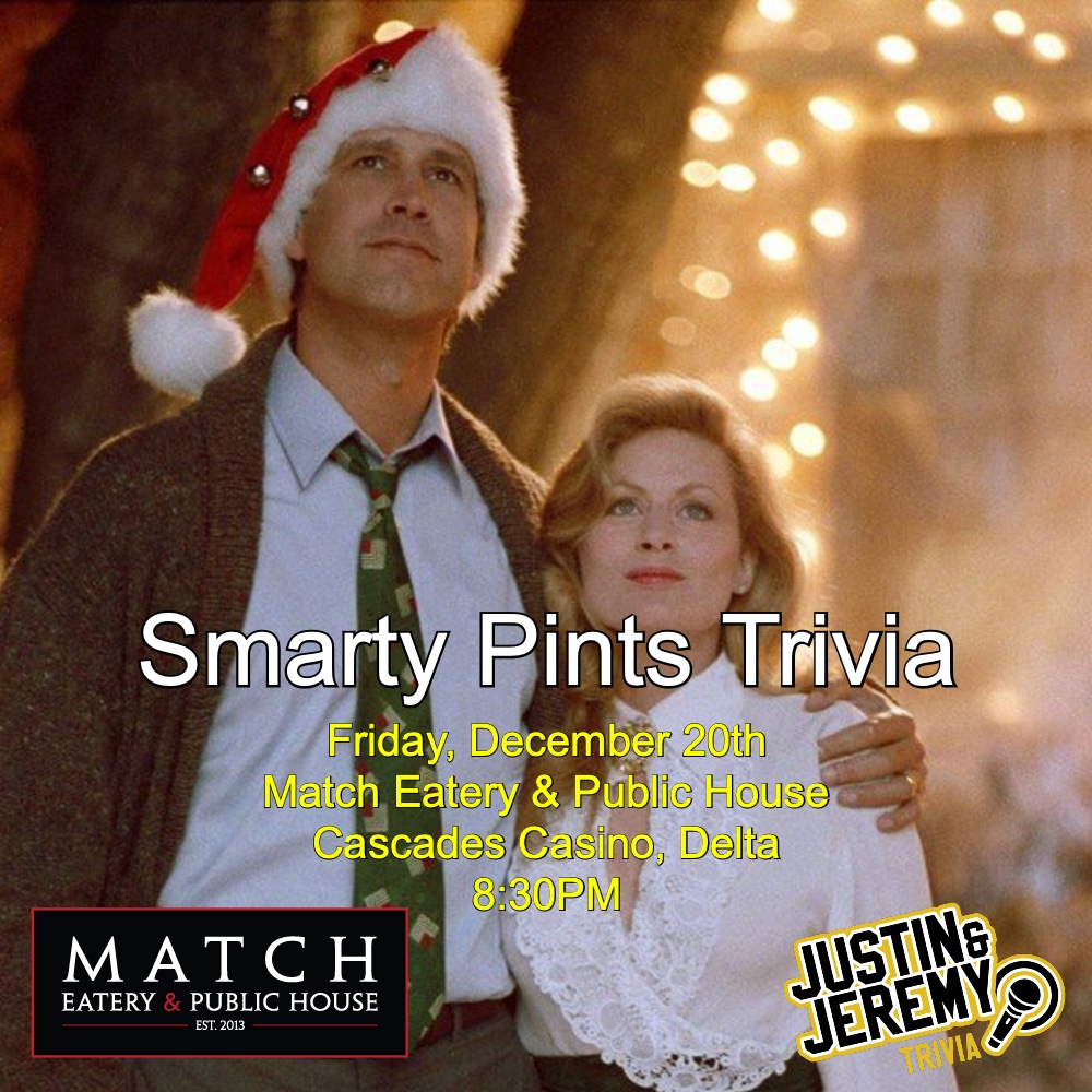 DoubleJTrivia's tweet image. How many sleeps till Christmas? TOO MANY!

Trivia tonight in Delta at Match in the Cascades Casino. Come play some festive trivia with me at 8:30PM. - Jeremy