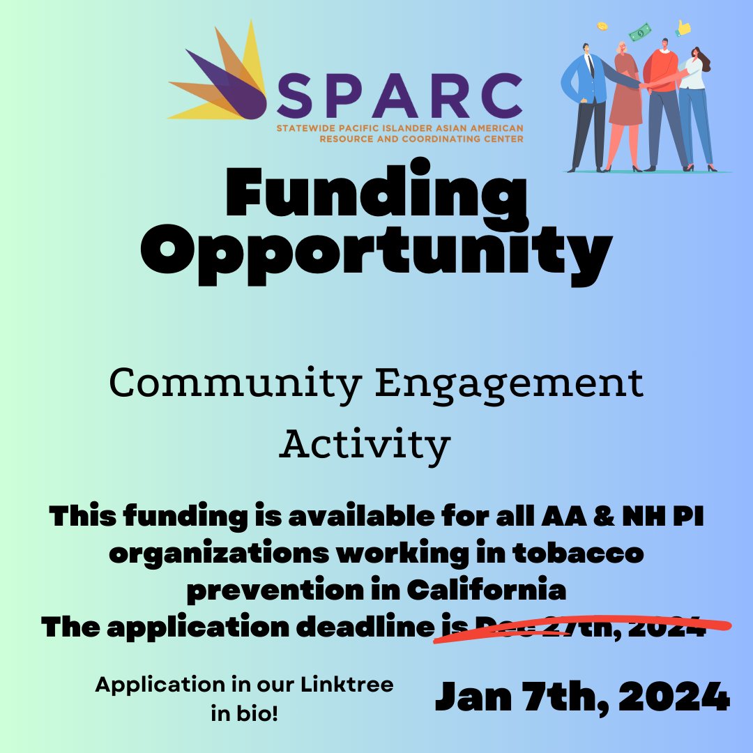 APPEAL (@appealforhealth) on Twitter photo NEW! Deadline Extension for all AA NHPI CBOs in California! Deadline to apply for funding is now January 7th at 5pm! Please reach out to kmarme@appealforhealth.org with any questions or assistance! NEW! Deadline Extension for all AA NHPI CBOs in California! Deadline to apply for funding is now January 7th at 5pm! Please reach out to kmarme@appealforhealth.org with any questions or assistance!