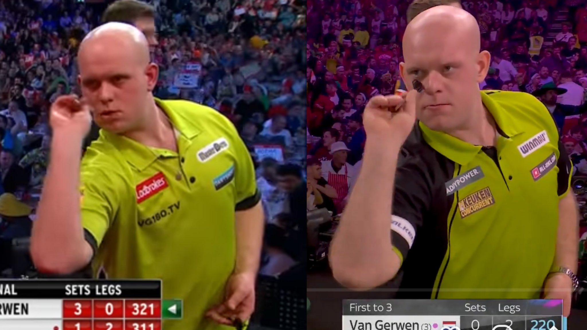 Michael van Gerwen držanie šípky