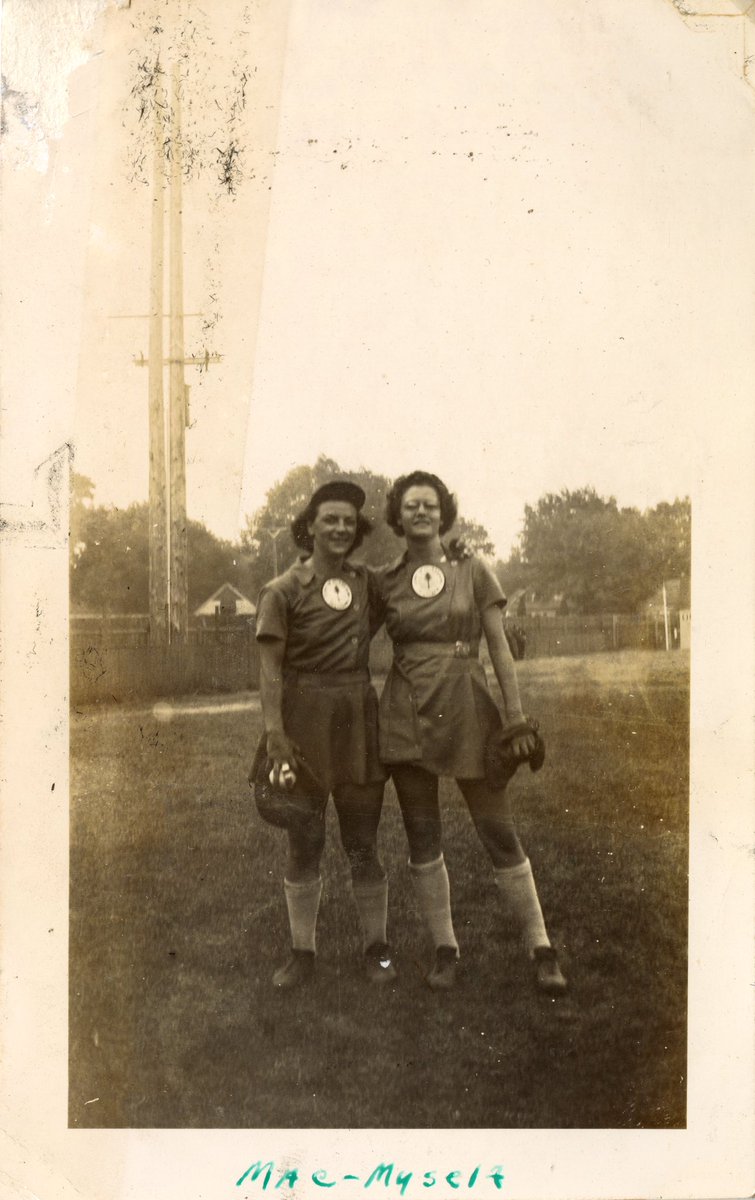 zachkeith's tweet photo. teams in her 8 seasons as a pro for the Muskegon and Kalamazoo Lassies. These photos and poster are from her collection. A poster, a photo of her and Dorothy “Mac” Maguire, Chattanoogan teammate Dorothy “Monty” Montgomery, and the team at 1947 Spring Training in Havana, Cuba. https://t.co/WDHHN3n8Lm