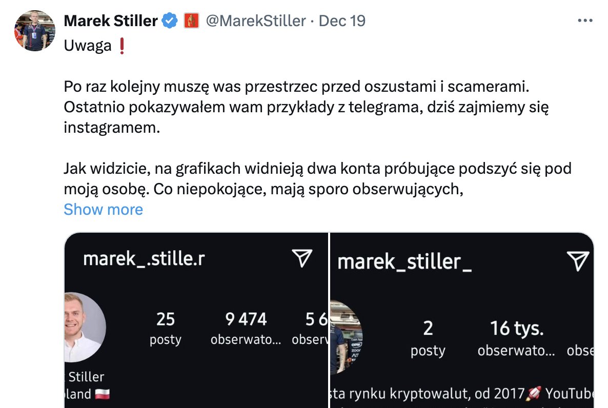 Wiecie, że nie można wpisywać google w <a href="/Google/">Google</a>, bo Wam internet przestanie działać. A co się stanie jak <a href="/MarekStiller/">Marek Stiller</a> 🤮 ostrzega przed oszustami?
Boję się o twittera!