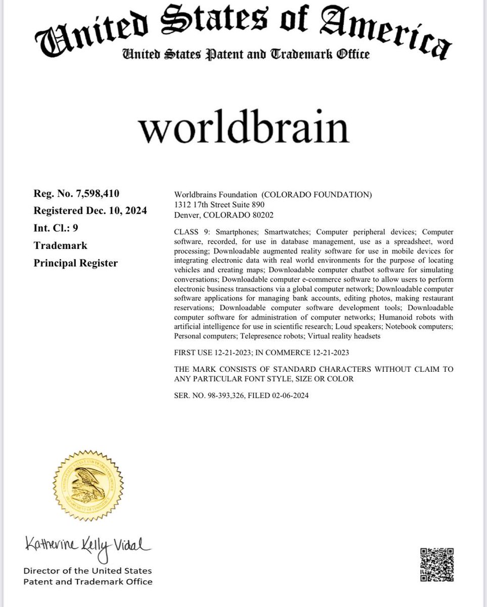 We are thrilled to announce that  have completed the registration of #WorldBrain's trademark.😜

#AGI  #DePINs #WBC #EMBODIEDMODEL