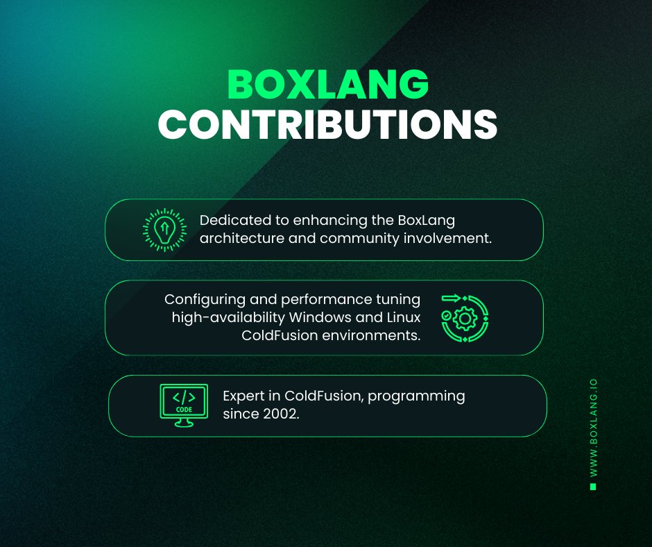 TryBoxLang's tweet image. 🚀 Meet @bdw429s The mastermind behind #CommandBox and a pivotal force in BoxLang’s architecture!
With over 20 years of #ColdFusion expertise as a Senior Architect for BoxLang, he’s shaping a robust and scalable #JVM language for modern development✨
👉 boxlang.io