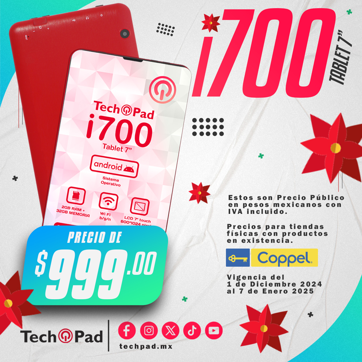 TabletsTechPad's tweet image. ¡Aprovecha estas promos y regala TechPad! 🤩🤩🤩

techpad.mx

* Precio Público en pesos mexicanos con IVA incluido.
* Precios para tiendas físicas con productos en existencia.
* Vigencia hasta 7 de Enero 2025.

#TechPad