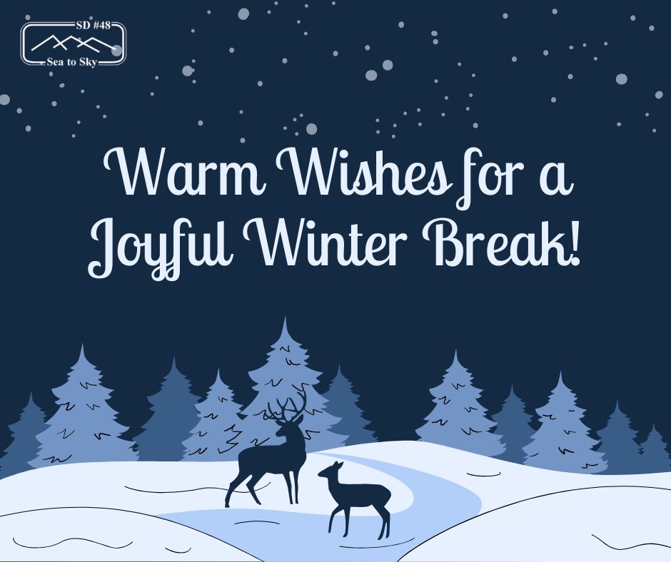 Wishing our district learning community a joyful Winter Break filled with togetherness, cherished traditions, and meaningful moments. May you find rest, renewal, and happiness. Read the Superintendent’s 2024 Winter message here: scho.ca/n852352