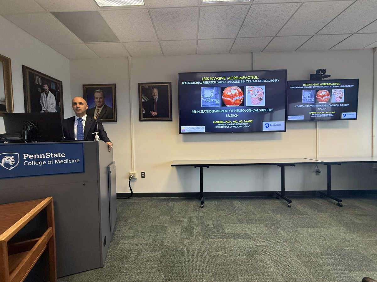 Amazing visit from <a href="/DoctorZada/">Gabriel Zada, MD, MS</a> <a href="/NeurosurgeryUSC/">USC Neurosurgery</a> <a href="/KeckMedicineUSC/">Keck Medicine of USC</a> 
Inspiring visiting professor <a href="/PennStNeurosurg/">Penn State Neurosurgery</a> <a href="/PennStHershey/">Penn State Health</a> <a href="/PennStateGME/">PennStateGME</a>. So many take aways for the residents and I selfishly got to spend some time with a friend and colleague. <a href="/NSTumorSection/">NS Tumor Section</a>