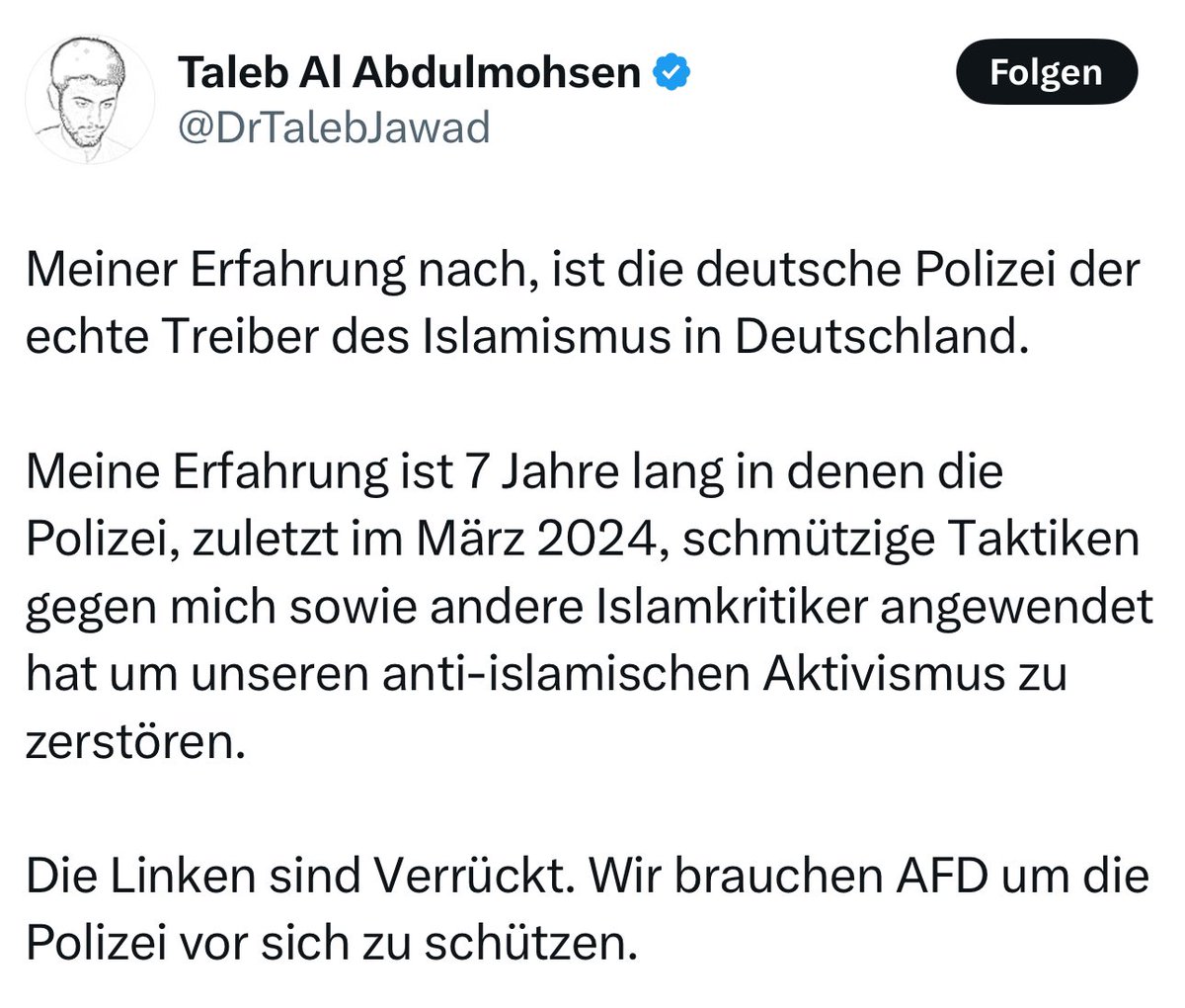Tarek_Bae's tweet image. Der mutmaßliche Tatverdächtige aus Magdeburg nennt sich „Islamkritiker“ und spricht sich für die AfD aus.