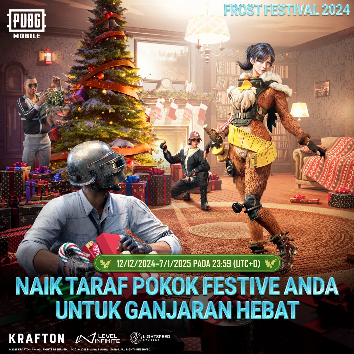PUBGMMYOfficial's tweet photo. Acara pesta musim sejuk in-game menanti anda. Kumpulkan mistletoe dan naik taraf festive tree anda untuk dapatkan Set Caribou Mercenary (Kekal).

https://t.co/eBSdfR65hd

#PUBGM350 #FrostFestival2024 #PUBGMOBILEC7S21 #PUBGMOBILE #PUBGMOBILEMY https://t.co/BLXfQXMj6J