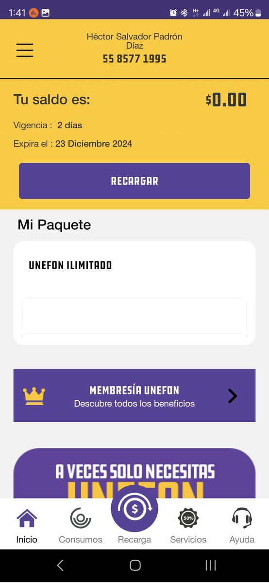 Nadie_PD's tweet photo. @Profeco @Unefon En mi aplicación aparece aun con datos https://t.co/ZuTbWpTi2A