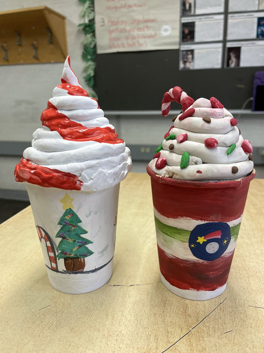 MrTsClassroom's tweet photo. A big thank you to Mrs. Annett and Ms. Drewitt for including 6T in the Holiday Beverage challenge! Ss designed and created holiday themed drinks and cups, and then used persuasive techniques to create an ad campaign for their products. A great way to close out 2024! #tvdsb @TVDSB https://t.co/pXaxDxKF1Q
