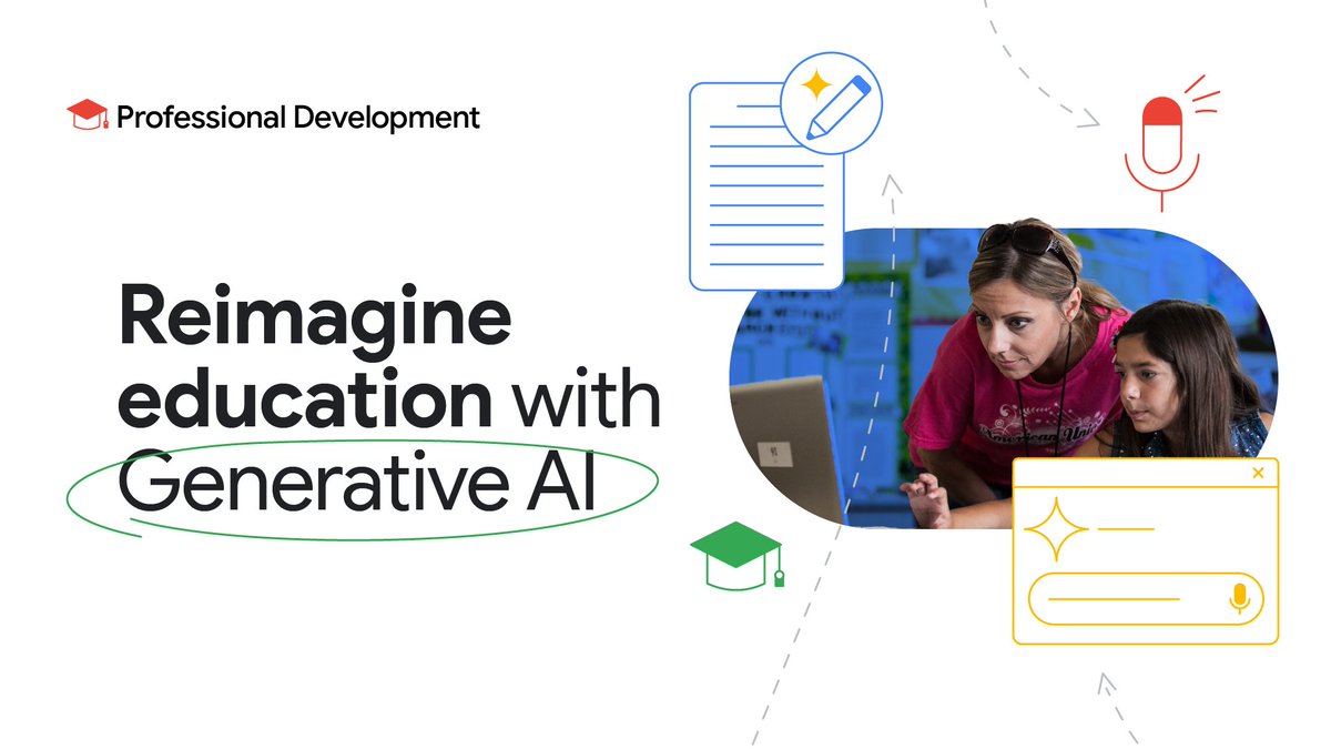 Want to save time and spark creativity in your classroom? Learn how #GenerativeAI can enhance learning and simplify your workload in this course for educators: goo.gle/42212T1 

P.S. This course is now available in 10 languages! 👀