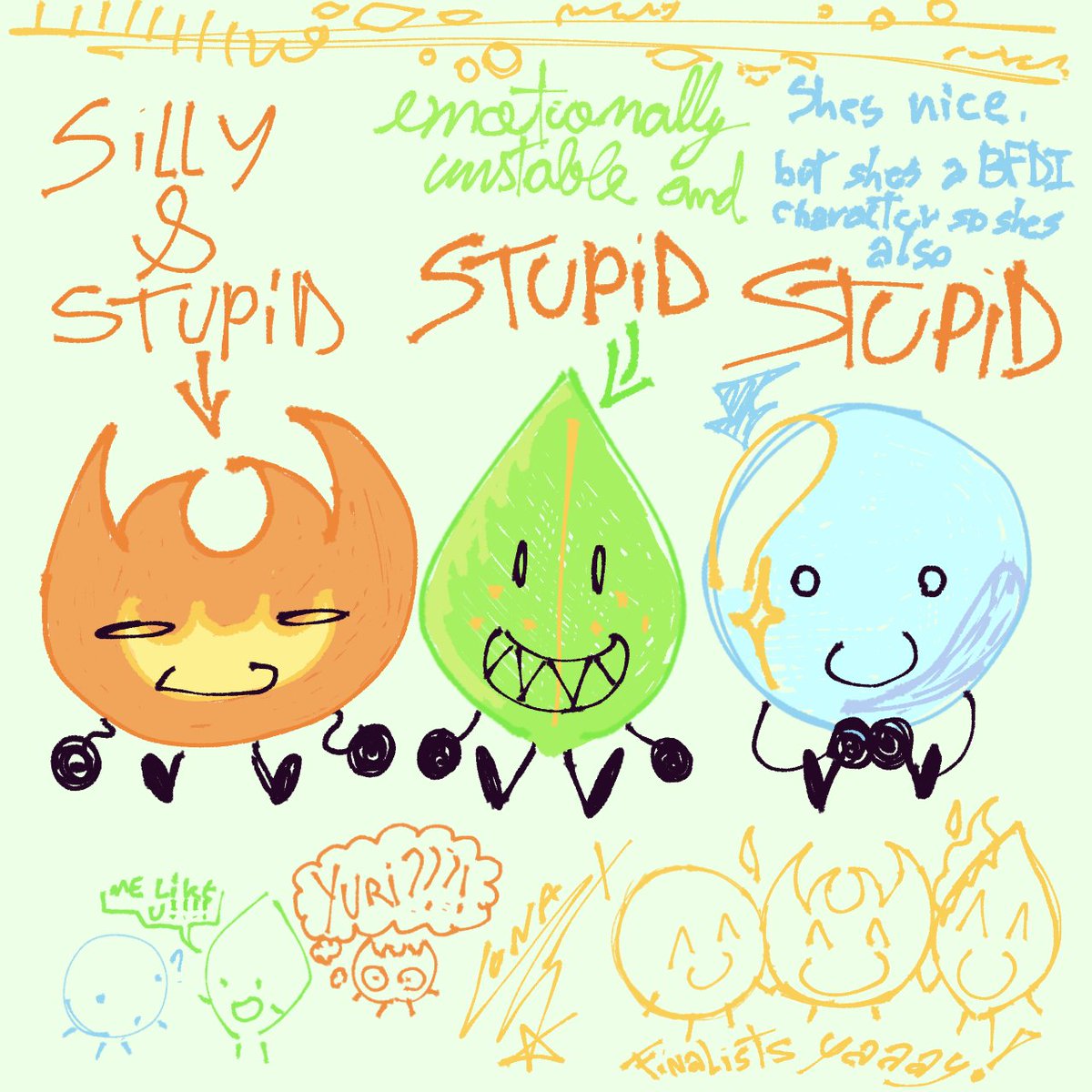 LunaXorLuna's tweet photo. i dunno. Got bored.
bfdi finalists random doodles woaw
#Osc #Bfdi #Bfb #Leafy #Bubble #Firey #Leafybfb #Bubblebfb #Fireybfb #wooowwimtired https://t.co/TeFj9PNMHK