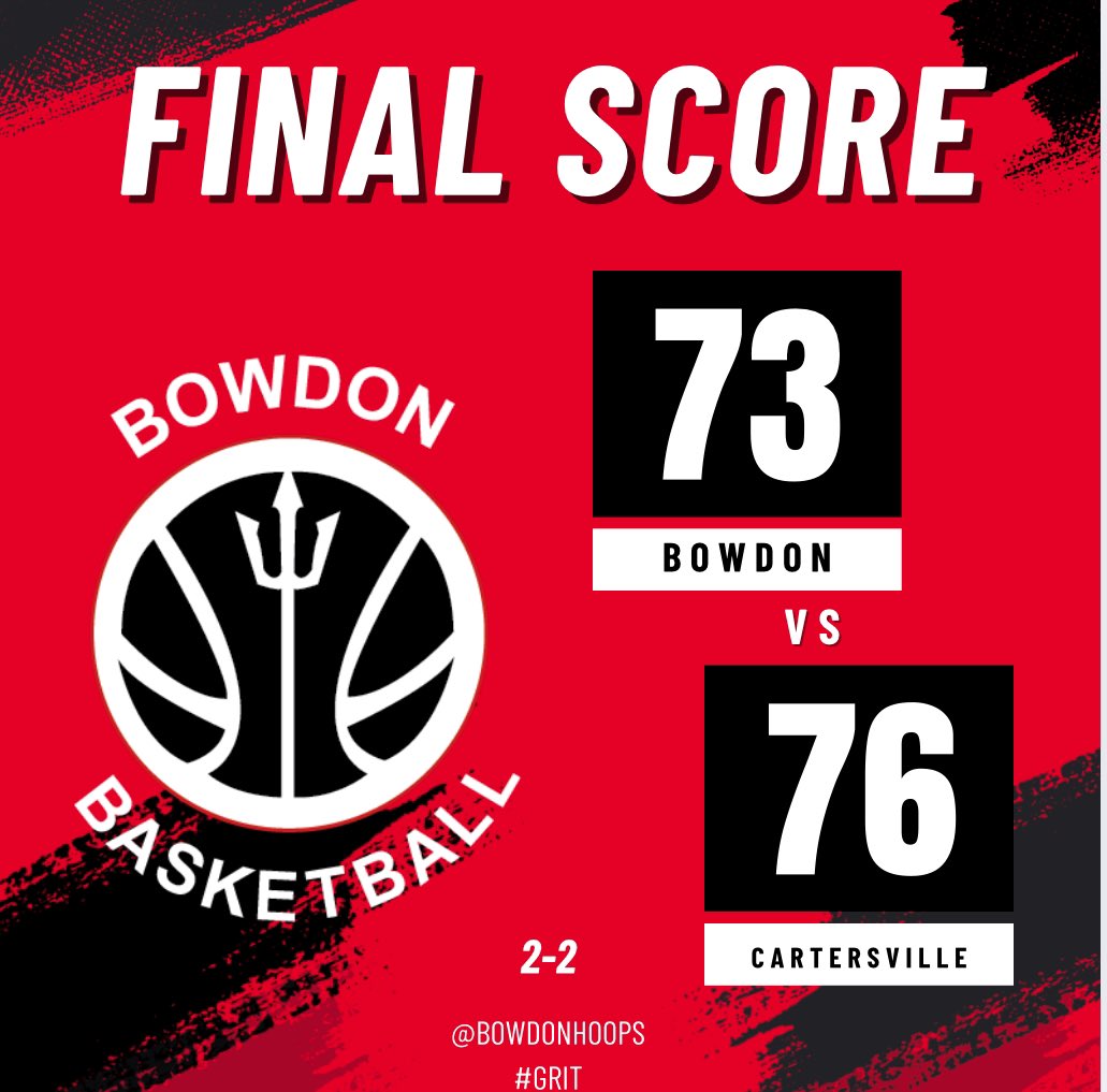 Bowdon Basketball (@bowdonhoops) on Twitter photo #FINAL
Hard fought battle that we come up just short in. Down by 10 to start the 4Q, battled back to take the lead, but couldn’t secure the W! Proud of our effort!
UO Stats 📊:
<a href="/ProthroKaiden/">Kaiden Prothro</a> 21p, 14r, 2b, 2s
<a href="/zaylandlee/">Zayland</a> 16p, 8 ast, 3 r, 2 steals
<a href="/CCSSMITourney/">CCSSMITournament</a> <a href="/BowdonAD/">Bowdon AD</a> #FINAL
Hard fought battle that we come up just short in. Down by 10 to start the 4Q, battled back to take the lead, but couldn’t secure the W! Proud of our effort!
UO Stats 📊:
<a href="/ProthroKaiden/">Kaiden Prothro</a> 21p, 14r, 2b, 2s
<a href="/zaylandlee/">Zayland</a> 16p, 8 ast, 3 r, 2 steals
<a href="/CCSSMITourney/">CCSSMITournament</a> <a href="/BowdonAD/">Bowdon AD</a>
