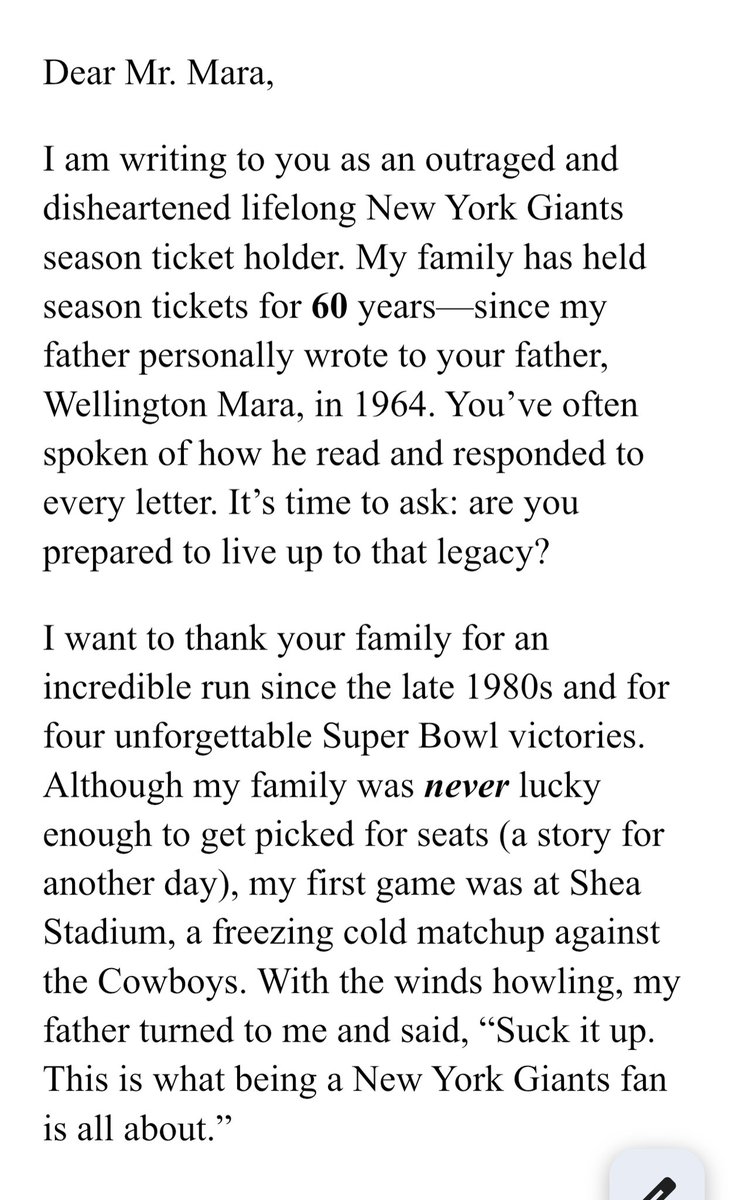 Giantsgirl146's tweet photo. My Letter to Mr. Mara ! #giants100 @Giants @IamEliRacks https://t.co/OvPEvlelJ8