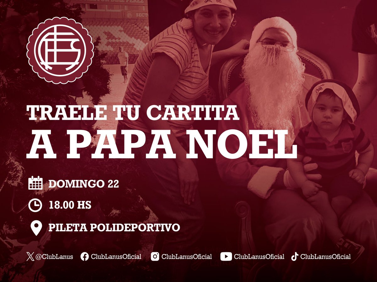 Navidad Granate en #CabreroYGuidi 🇱🇻🎄

🎅🏻 Este domingo Papá Noel te espera en la pileta del Polideportivo, desde las 18:00