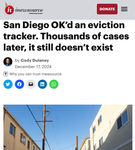 Saad Asad (@realsaadasad) on Twitter photo San Diego spends $200 million yearly on homelessness services.
But we can't answer a basic question: what drives 750 people into eviction court each month?
A promised tracking system to gather this data remains stalled after 18 months...<a href="/inewsource/">inewsource</a> investigated🧵 San Diego spends $200 million yearly on homelessness services.
But we can't answer a basic question: what drives 750 people into eviction court each month?
A promised tracking system to gather this data remains stalled after 18 months...<a href="/inewsource/">inewsource</a> investigated🧵